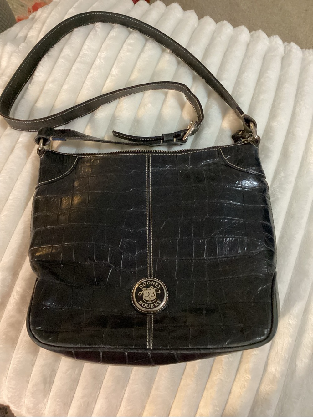 Dooney & Bourke Black Croc-Embossed Crossbody Bag